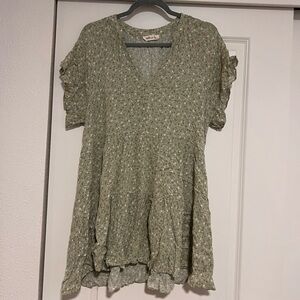 Millibon Sage Floral V-Neck Dress